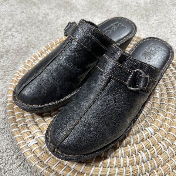 b.o.c Women’s Leather Mule Clogs Sandals Slip On Comfort Pilgrim in Black Size 9 - Picture 5 of 16